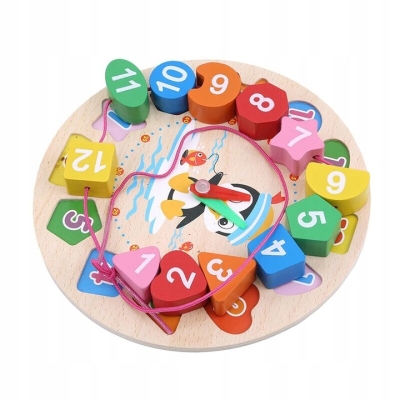 Polecamy - Kreatywny Edukacyjny Zegar Sorter Sensoryczny Montessori Drewniany Nauka Godzin