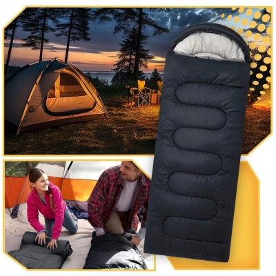 Śpiwór Turystyczny Ciepły Mumia Kołdra Lekki Pokrowiec z Kapturem 2w1 Duży