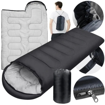 Śpiwór Turystyczny Ciepły Mumia Kołdra Lekki Pokrowiec z Kapturem 2w1 Duży