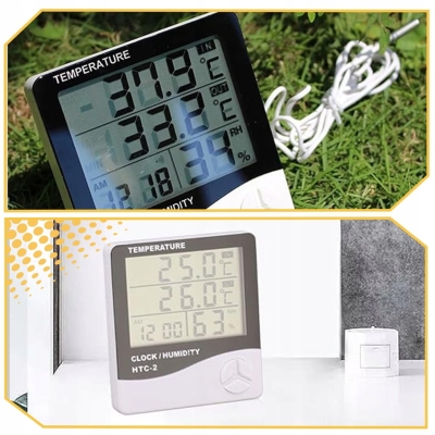 STACJA POGODOWA POGODY TERMOMETR HIGROMETR CZUJNIK SONDA ZEGAR BUDZIK METEO