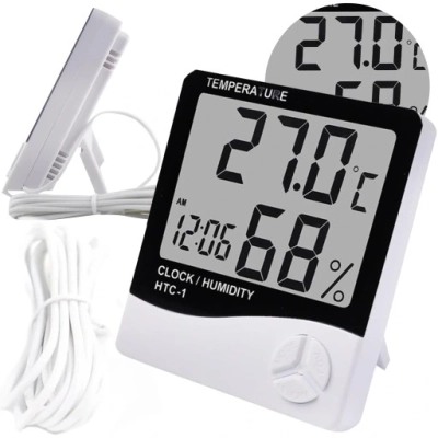 STACJA POGODOWA POGODY TERMOMETR HIGROMETR CZUJNIK SONDA ZEGAR BUDZIK METEO