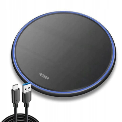 Szybka Ładowarka Indukcyjna QI Bezprzewodowa 15W Z PODŚWIETLENIEM + USB-C