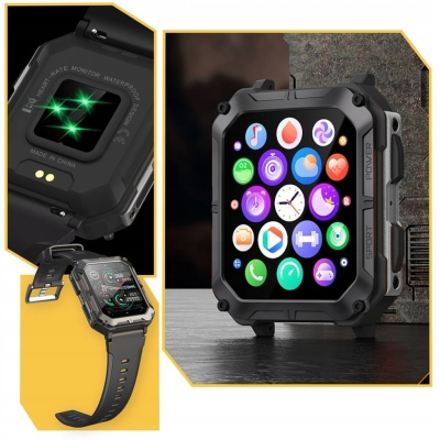 ZEGAREK SMARTWATCH PANCERNY MILITARNY MROZOODPORNY PL MENU FOLIA GRATIS