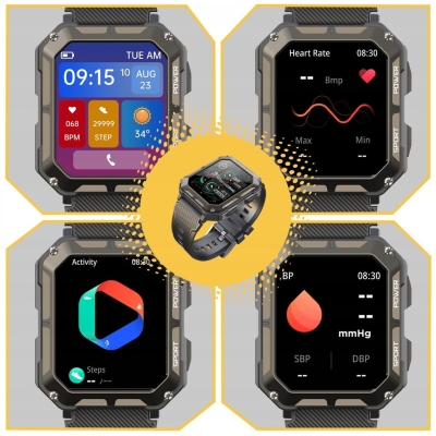 ZEGAREK SMARTWATCH PANCERNY MILITARNY MROZOODPORNY PL MENU FOLIA GRATIS