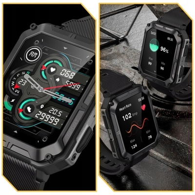 ZEGAREK SMARTWATCH PANCERNY MILITARNY MROZOODPORNY PL MENU FOLIA GRATIS