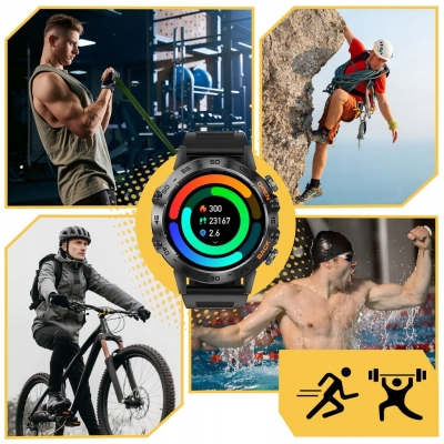 ZEGAREK SMARTWATCH SPORTOWY ROZMOWY MĘSKI DAMSKI POLSKIE MENU CZARNY SPORT