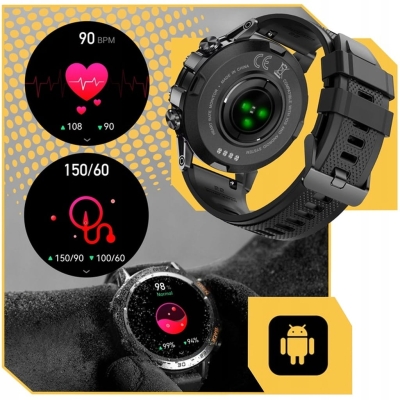 ZEGAREK SMARTWATCH SPORTOWY ROZMOWY MĘSKI DAMSKI POLSKIE MENU CZARNY SPORT