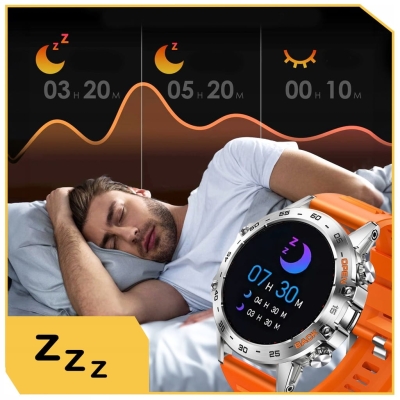 ZEGAREK SMARTWATCH SPORTOWY ROZMOWY MĘSKI DAMSKI POLSKIE MENU POMARAŃCZOWY SPORT