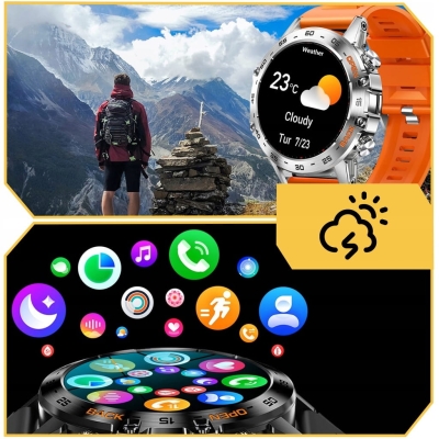 ZEGAREK SMARTWATCH SPORTOWY ROZMOWY MĘSKI DAMSKI POLSKIE MENU POMARAŃCZOWY SPORT