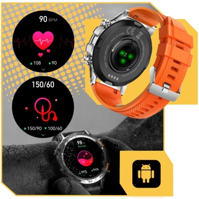 ZEGAREK SMARTWATCH SPORTOWY ROZMOWY MĘSKI DAMSKI POLSKIE MENU POMARAŃCZOWY SPORT