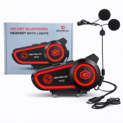 Interkom motocyklowy GEARELEC DK02 Bluetooth z podświetleniem LED