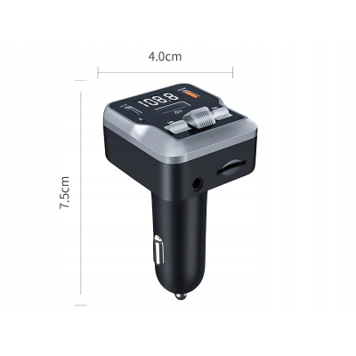 Transmiter fm mp3 estaw głośnomówiący 2xusb c bluetooth 5.3 12v karta sd