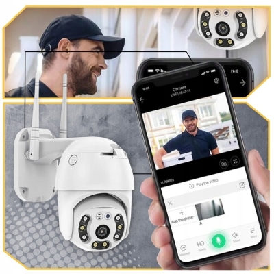 KAMERA ZEWNETRZNA WIFI OBROTOWA IP FULL HD 360 MONITORING ZOOM 4x DETEKCJA