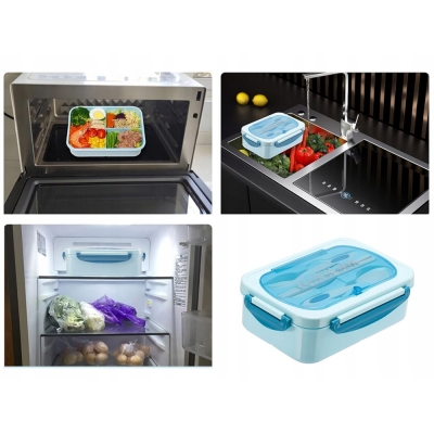 Lunchbox śniadaniówka pojemnik na śniadanie obiad z przegródkami sztućce