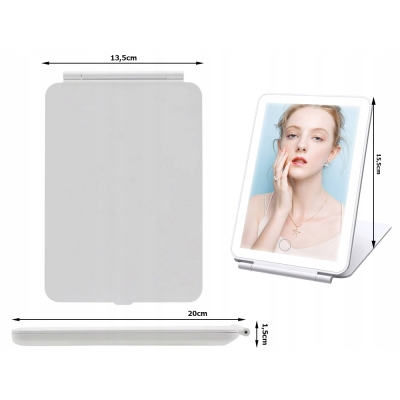Lusterko kosmetyczne podświetlane led do makijażu składane podróżne lustro