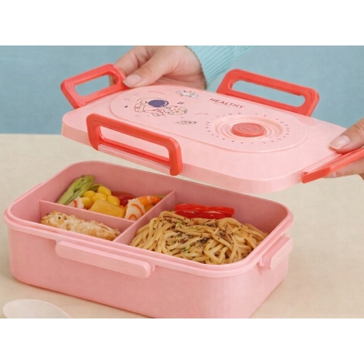Zestaw Lunchbox śniadaniówka pojemnik na śniadanie obiad z przegródkami sztućce