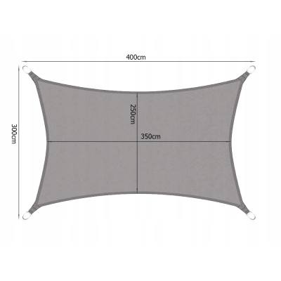 Żagiel przeciwsłoneczny prostkątny ogrodowy wodoodporny 4x3m markiza osłona