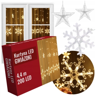 Lampki choinkowe wiszące gwiazdki LED Girlanda