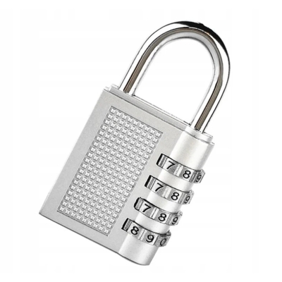 Kłódka szyfrowa 64 mm – srebrna, matowa