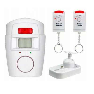 Alarm bezprzewodowy czujnik ruchu 105db + 2 piloty