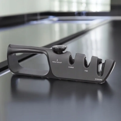 Ostrzałka do noży nożyczek trójfazowa osełka z regulacją kąta ostrzenia 3w1