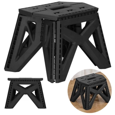 Stołek składany czarny taboret podest rozkładany uchwyt krzesełko