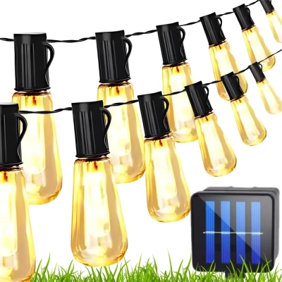 LEDLIGHT Girlanda ogordowa solarna led lampki ogrodowe żarówki wiszące programator 8 trybów 20szt 5m