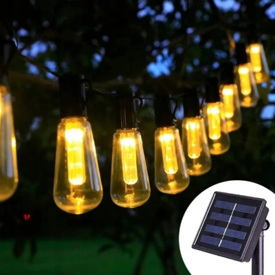 LEDLIGHT Girlanda ogordowa solarna led lampki ogrodowe żarówki wiszące programator 8 trybów 20szt 5m