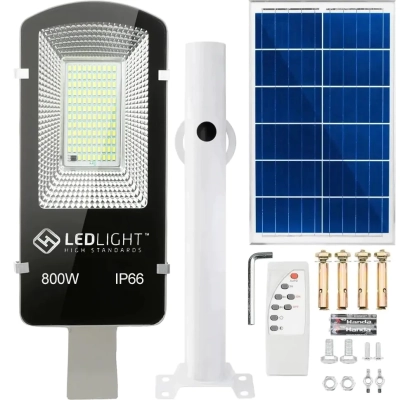 Lampa uliczna solarna 146 led panel uchwyt pilot ip66 800w opakowanie zastępcze