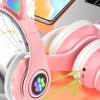 SŁUCHAWKI DLA DZIECI KOCIE USZY SKŁADANE BEZPRZEWODOWE BLUETOOTH 5.0 SD JACK LED RGB